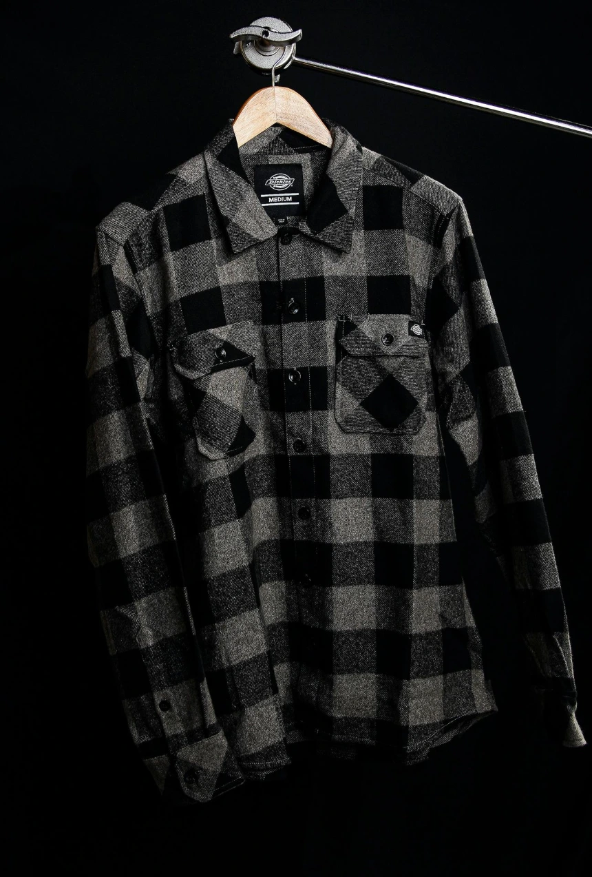 black and gray checkered dress shirt